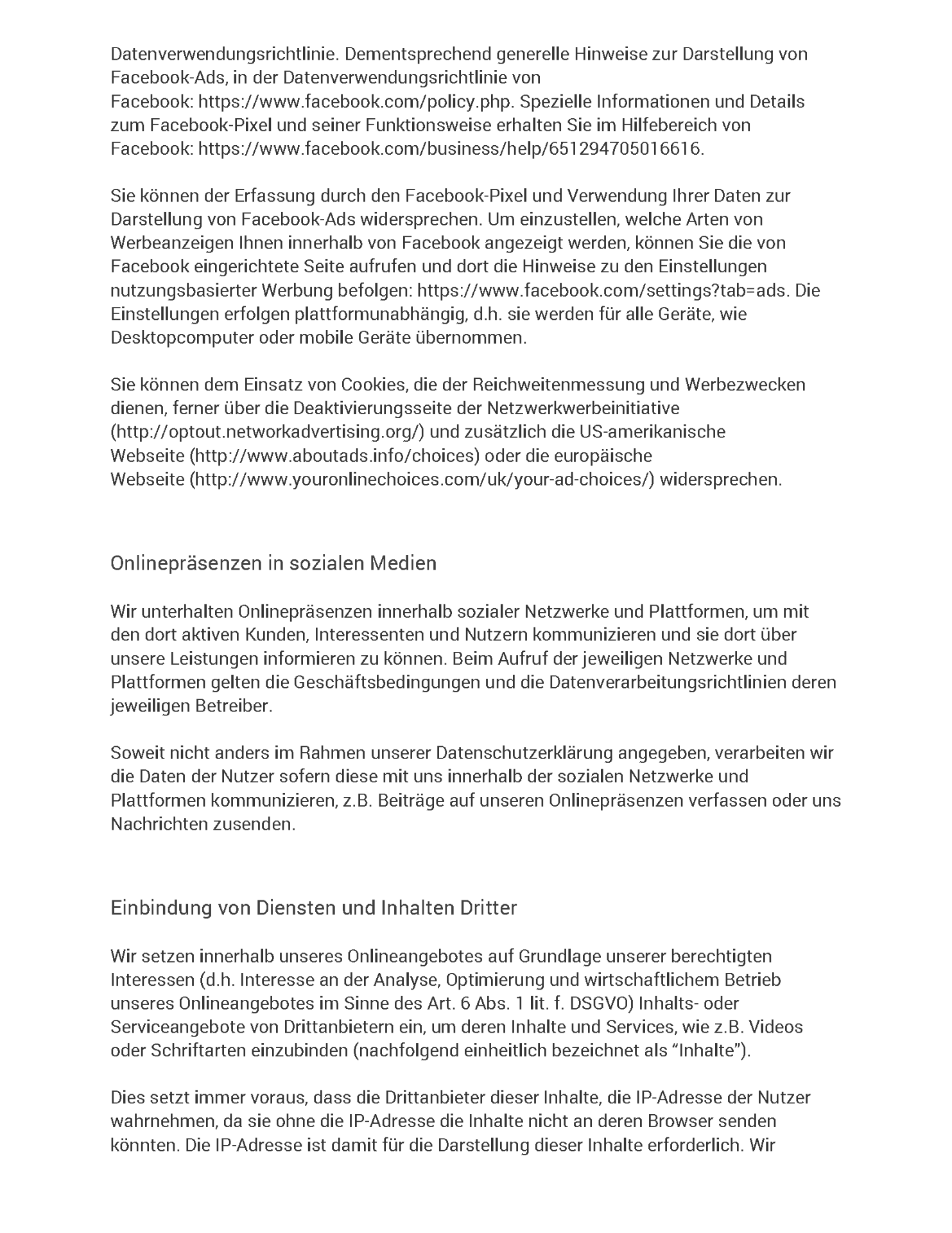 Datenschutzerklärung Seite 18